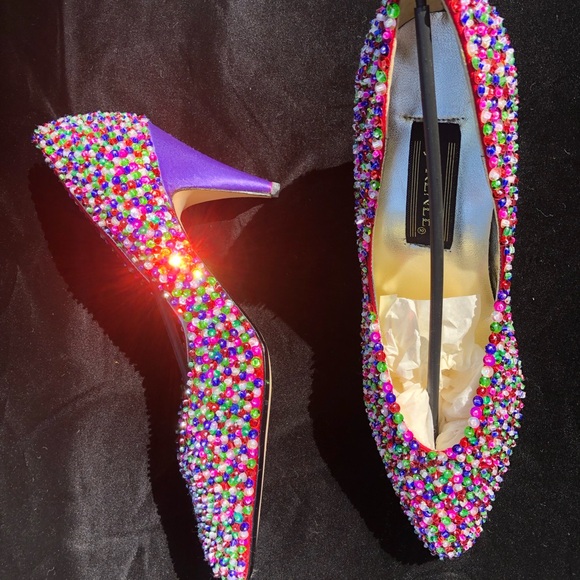Vintage J. Renée hand-beaded pumps sz 8.5M w/matching bag 1988 NIB - Picture 6 of 16